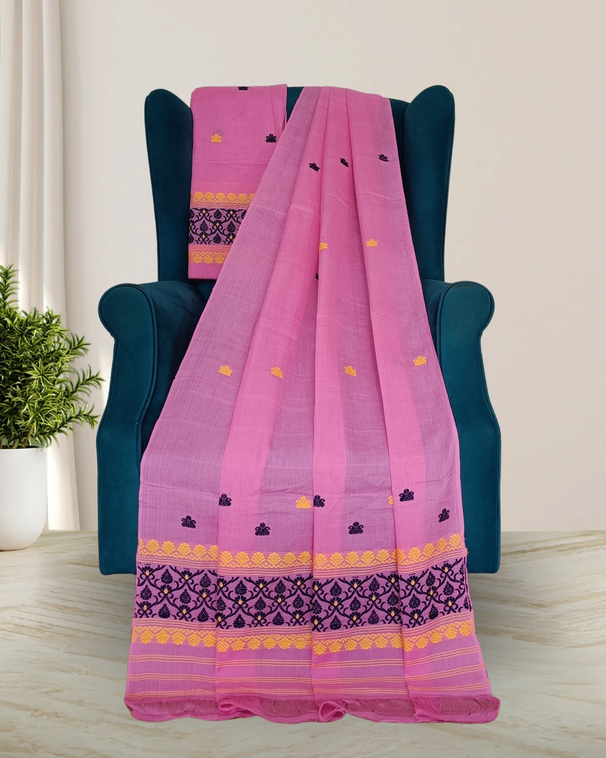 Mercerised cotton mekhela sador