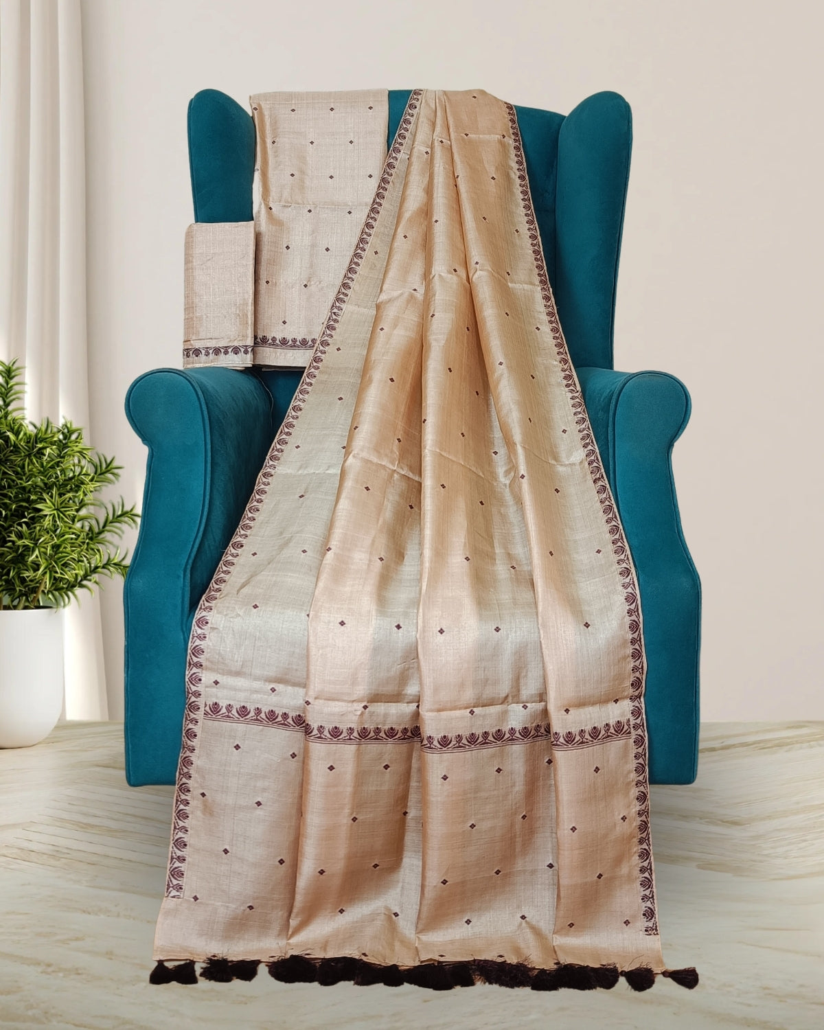 Tussar silk mekhela sador