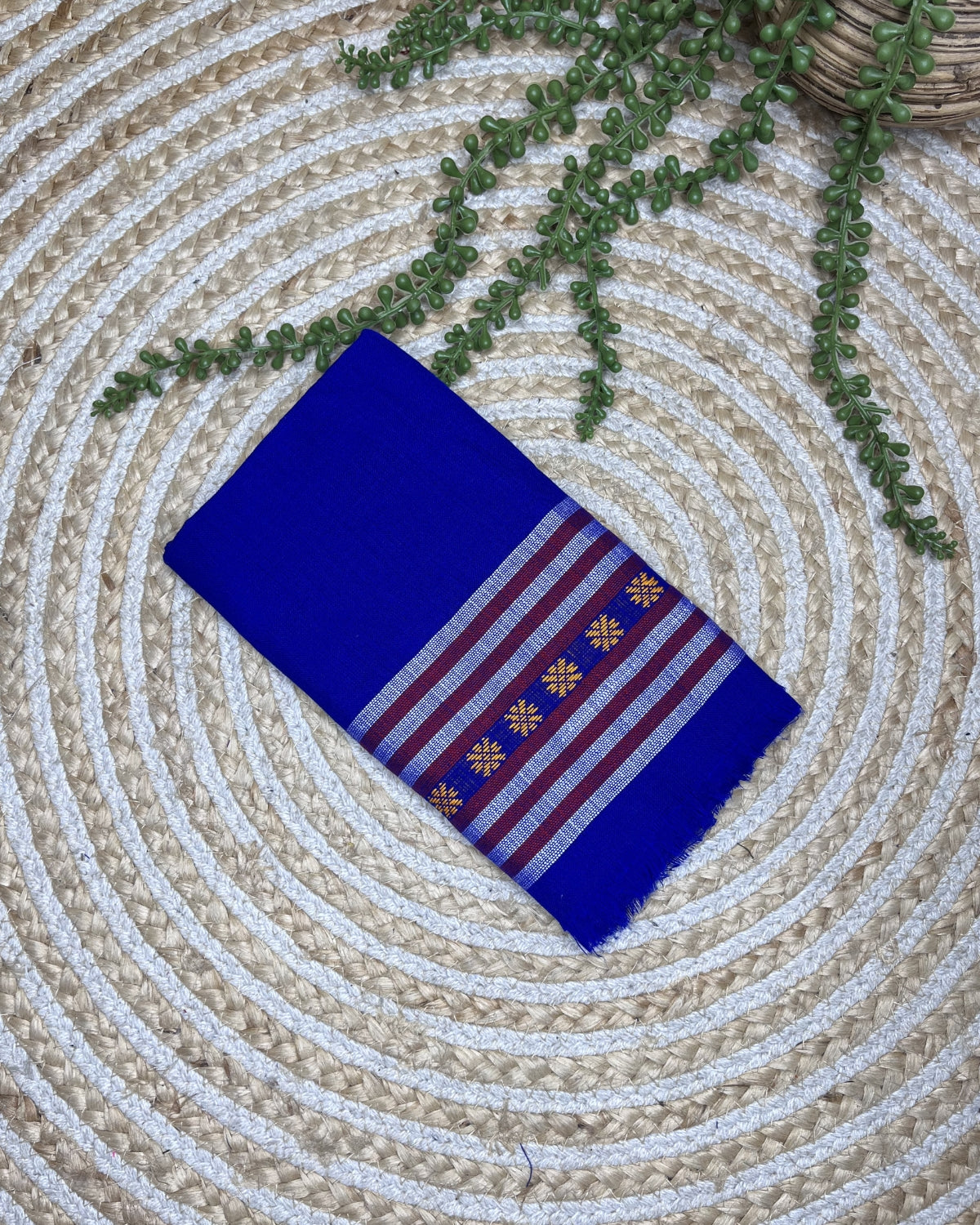 Ribi design Mising mekhela sador -Royal blue