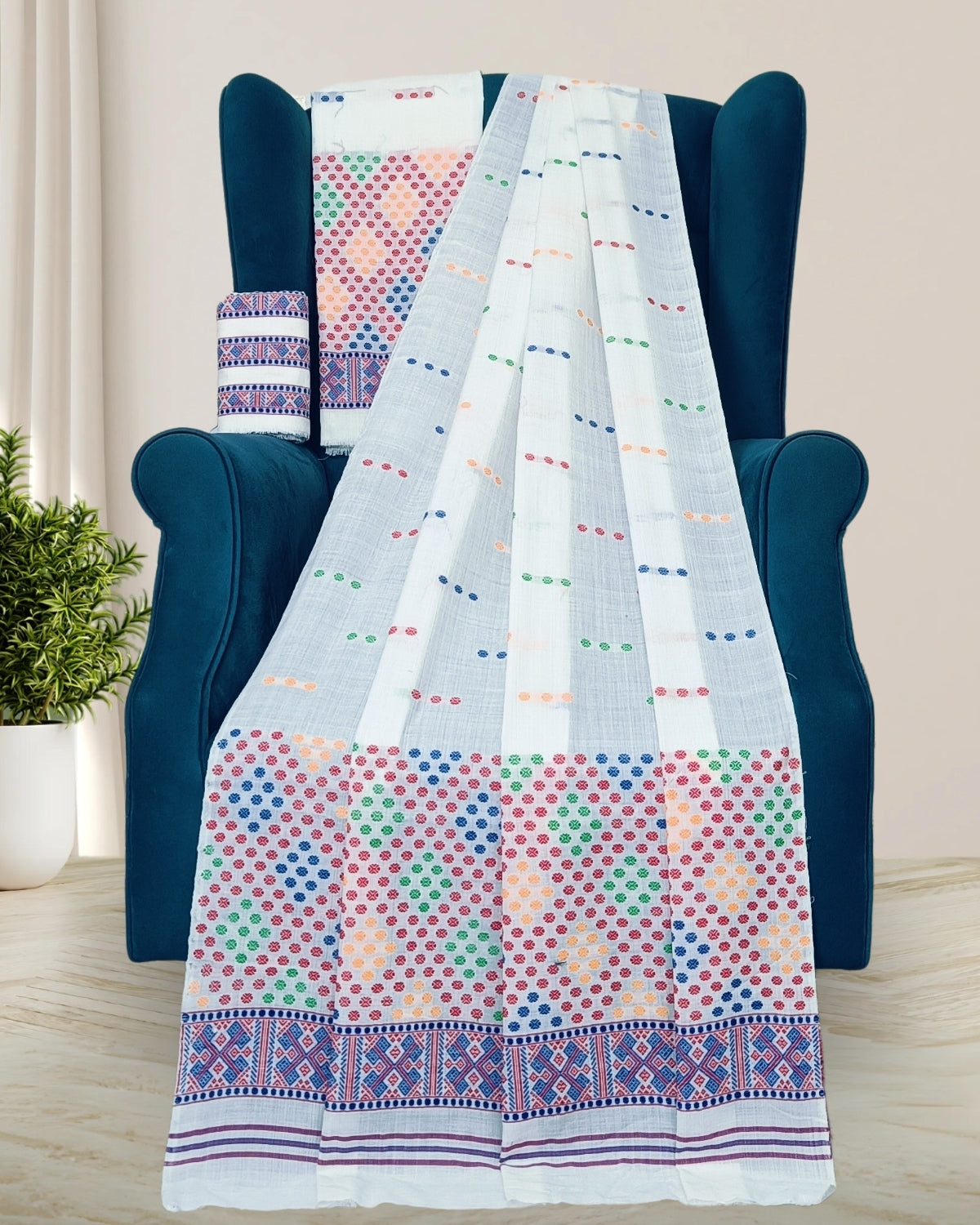 Padmini cotton Mising mekhela sador - White