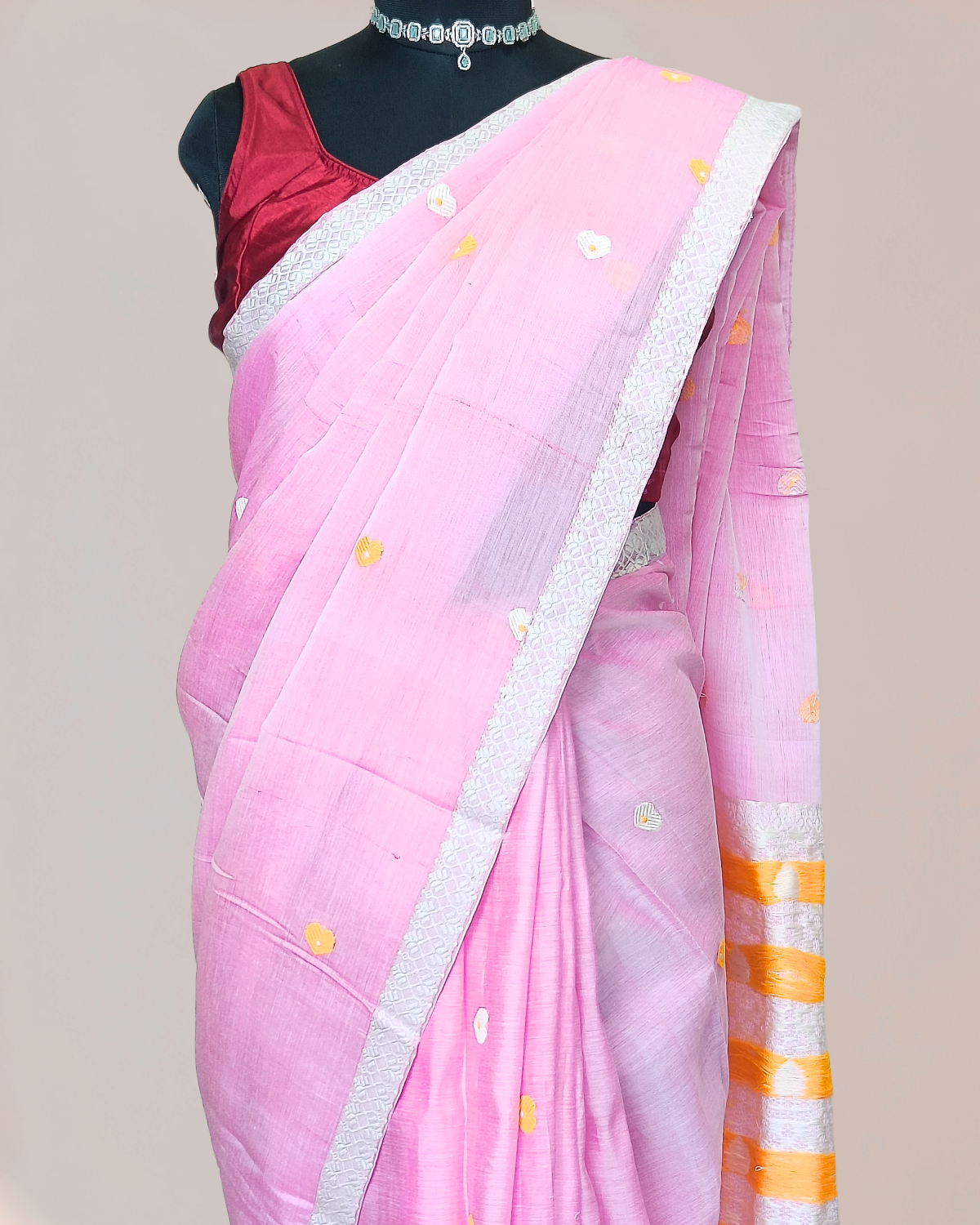 Premium kesapaat cotton saree - Pastel pink