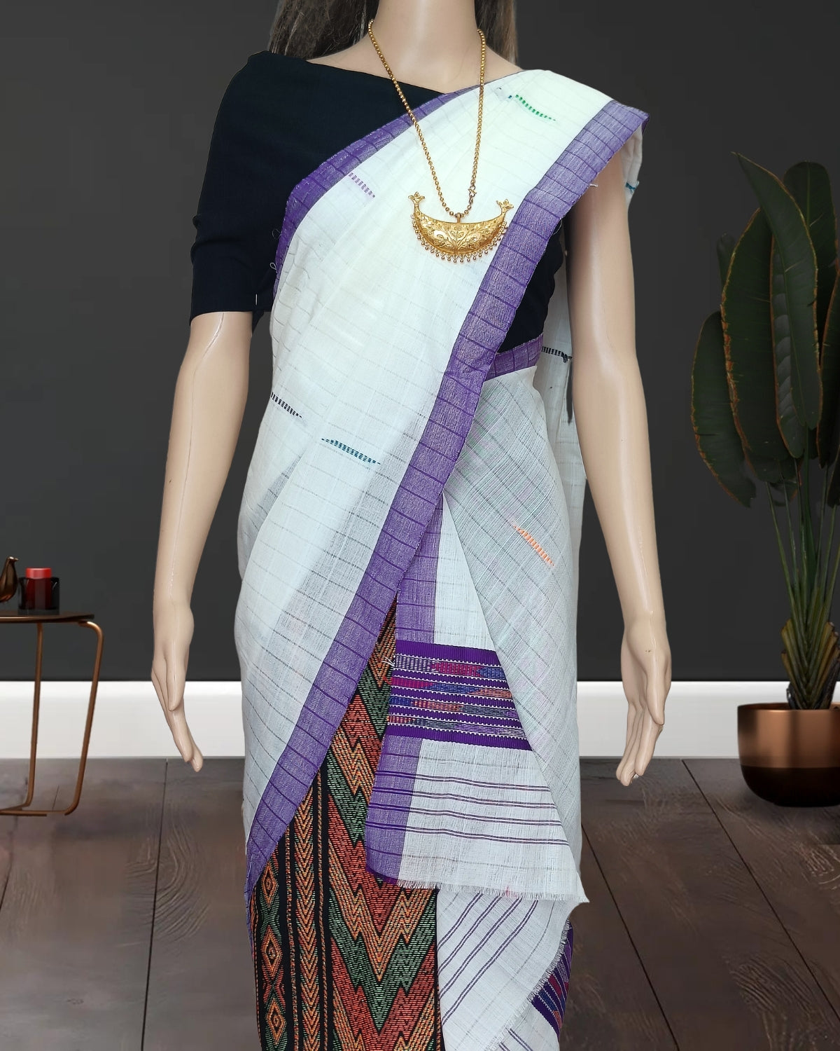 Padmini cotton single sador -White