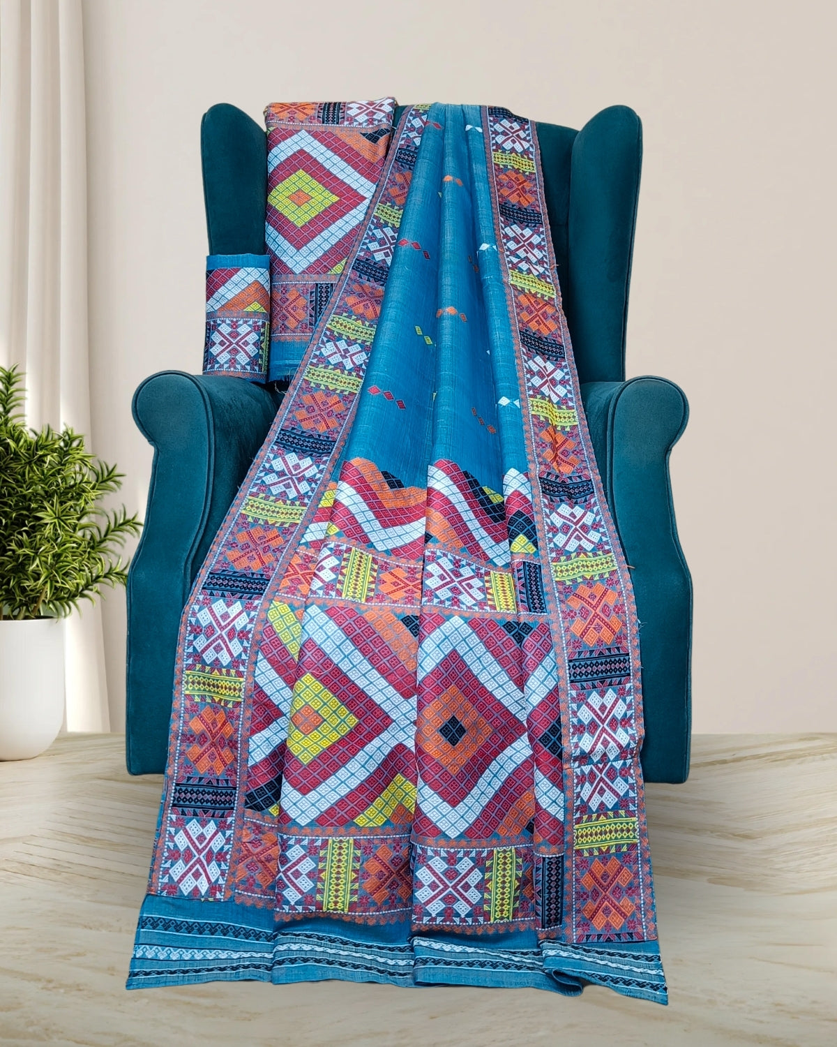 Semi nuni Mising mekhela sador- DMC motifs