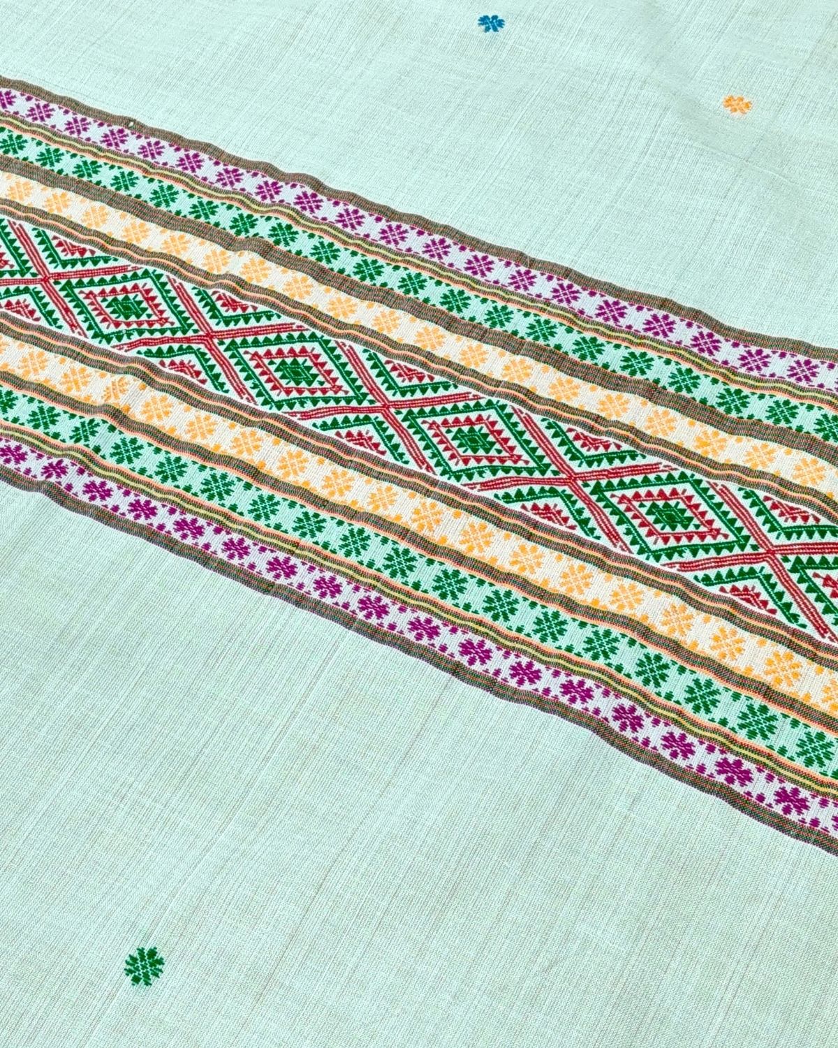 Gero design Mising mekhela sador -Pure white