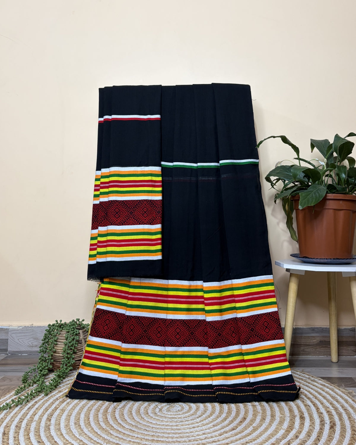 Ribi design Mising mekhela sador - Black