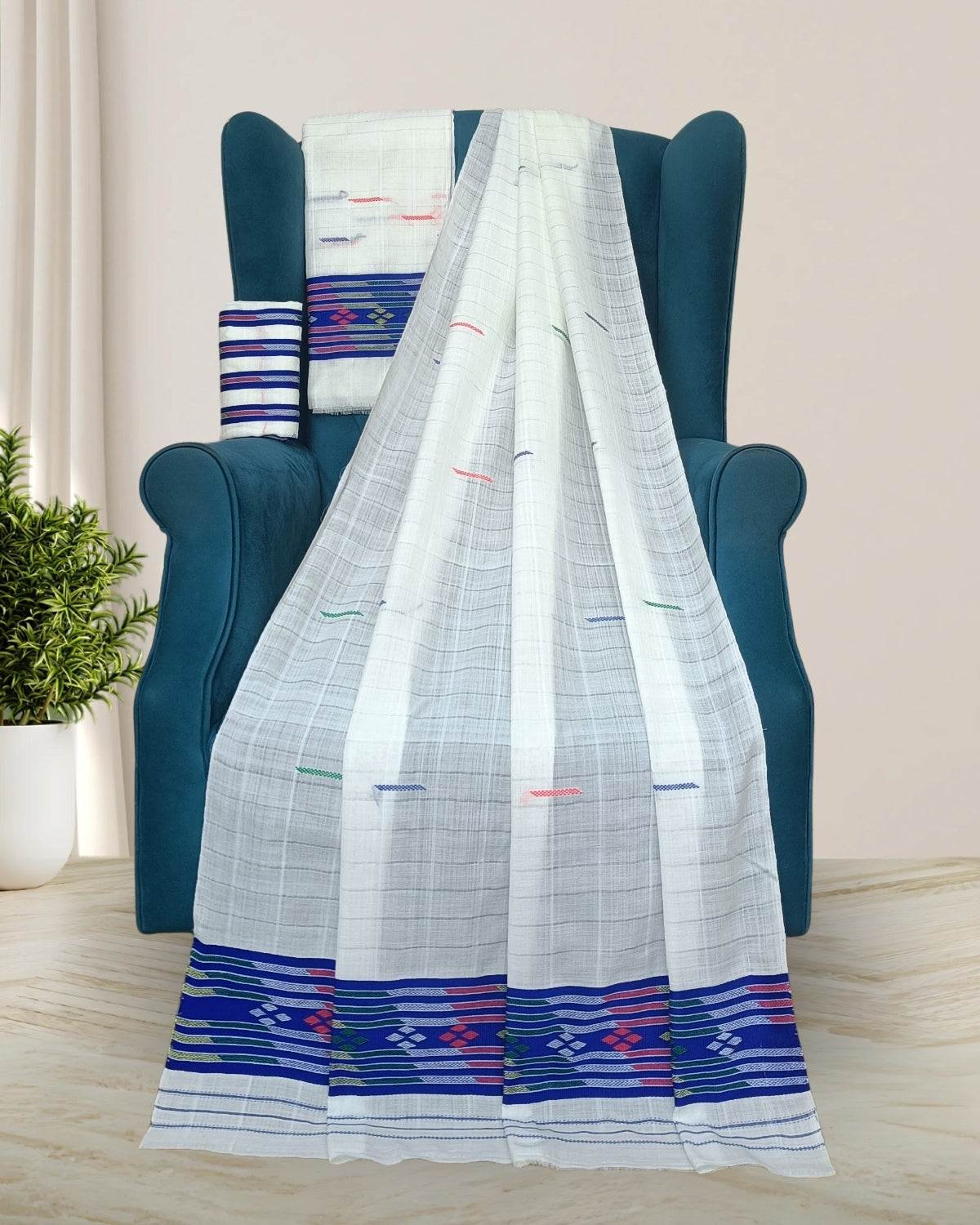 Semi nuni mekhela sador - Blue kesh bosa