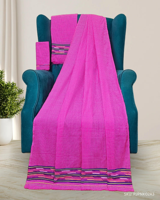 Pajok design Mising mekhela sador - Pink