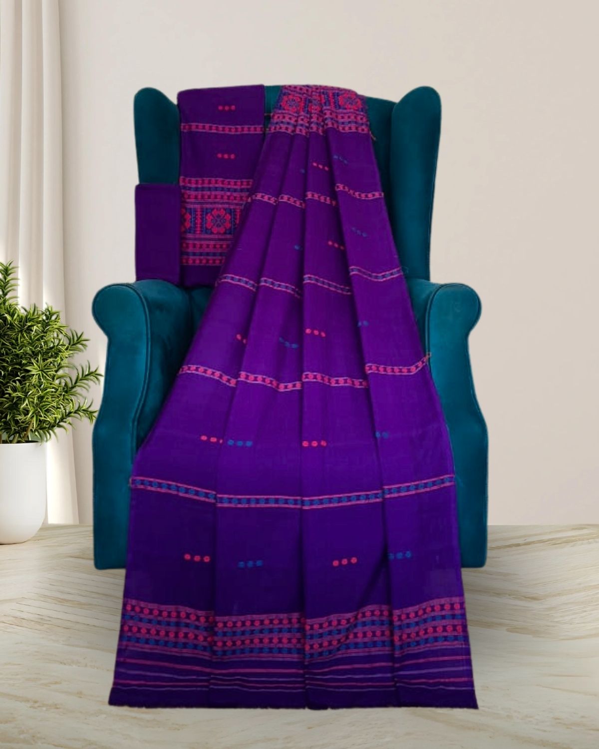 Gero design Mising mekhela sador - Purple