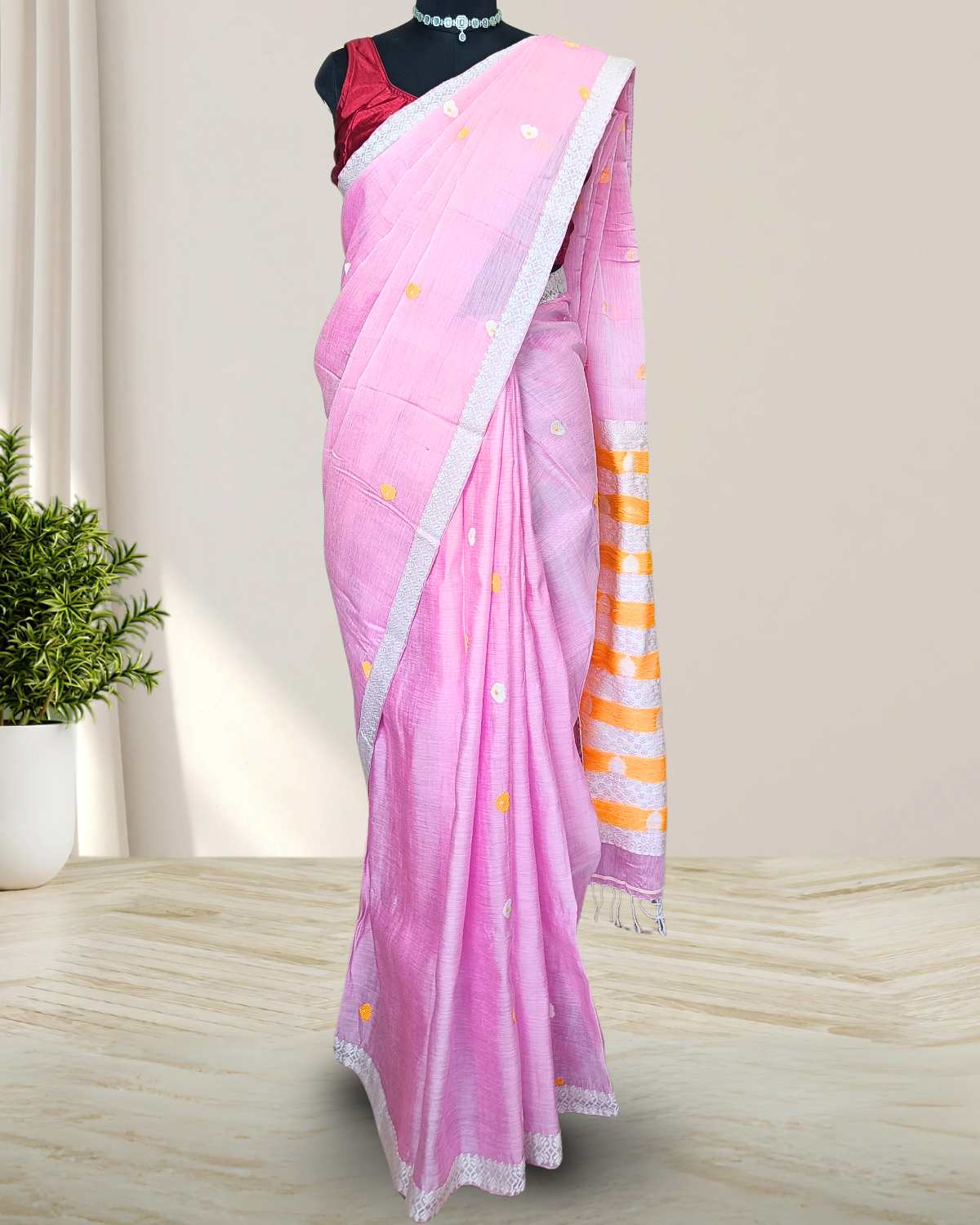 Premium kesapaat cotton saree - Pastel pink