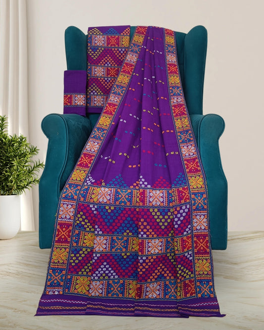 Purple padmini cotton Mising mekhela sador