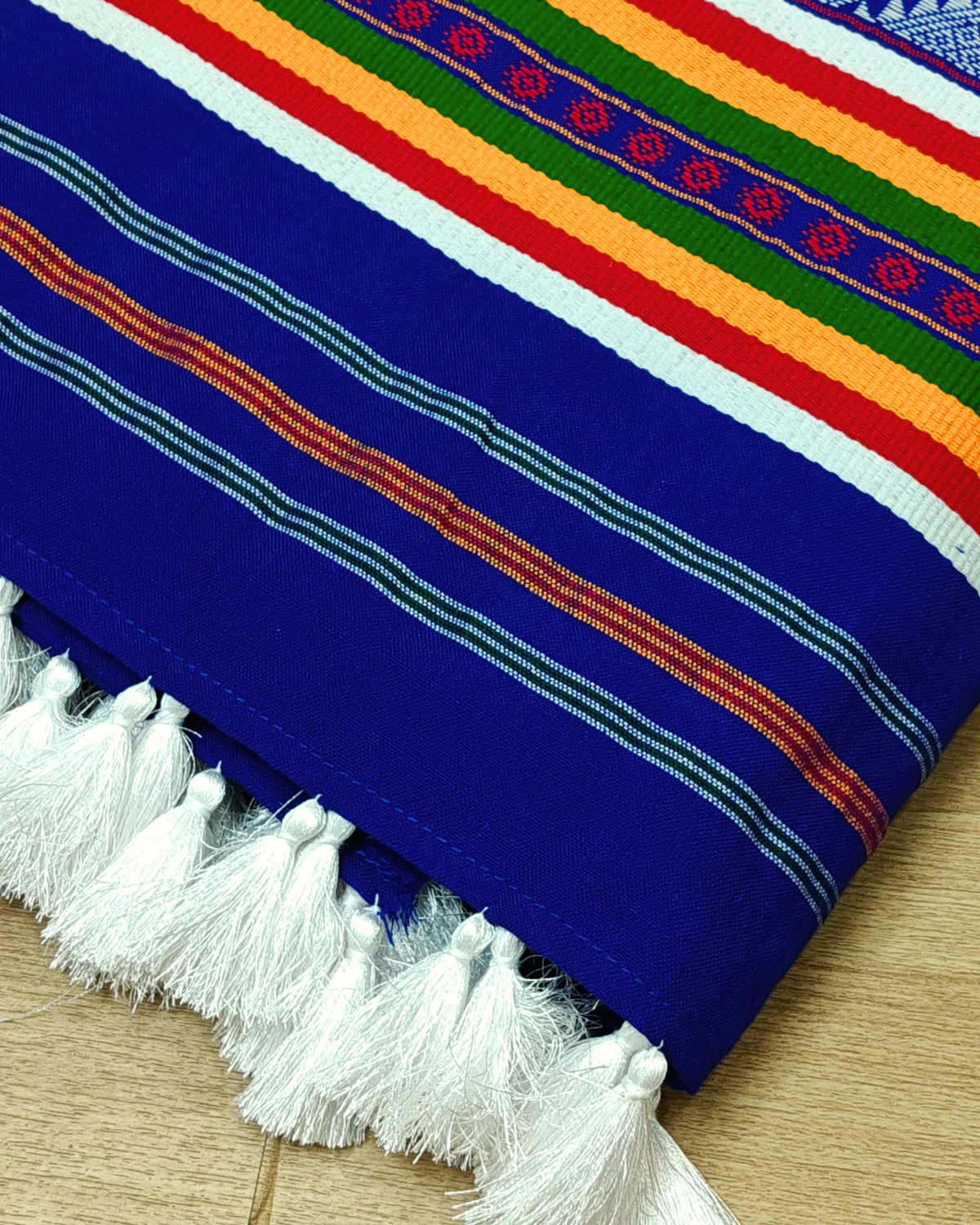 Ribi design Mising mekhela sador - Royal blue