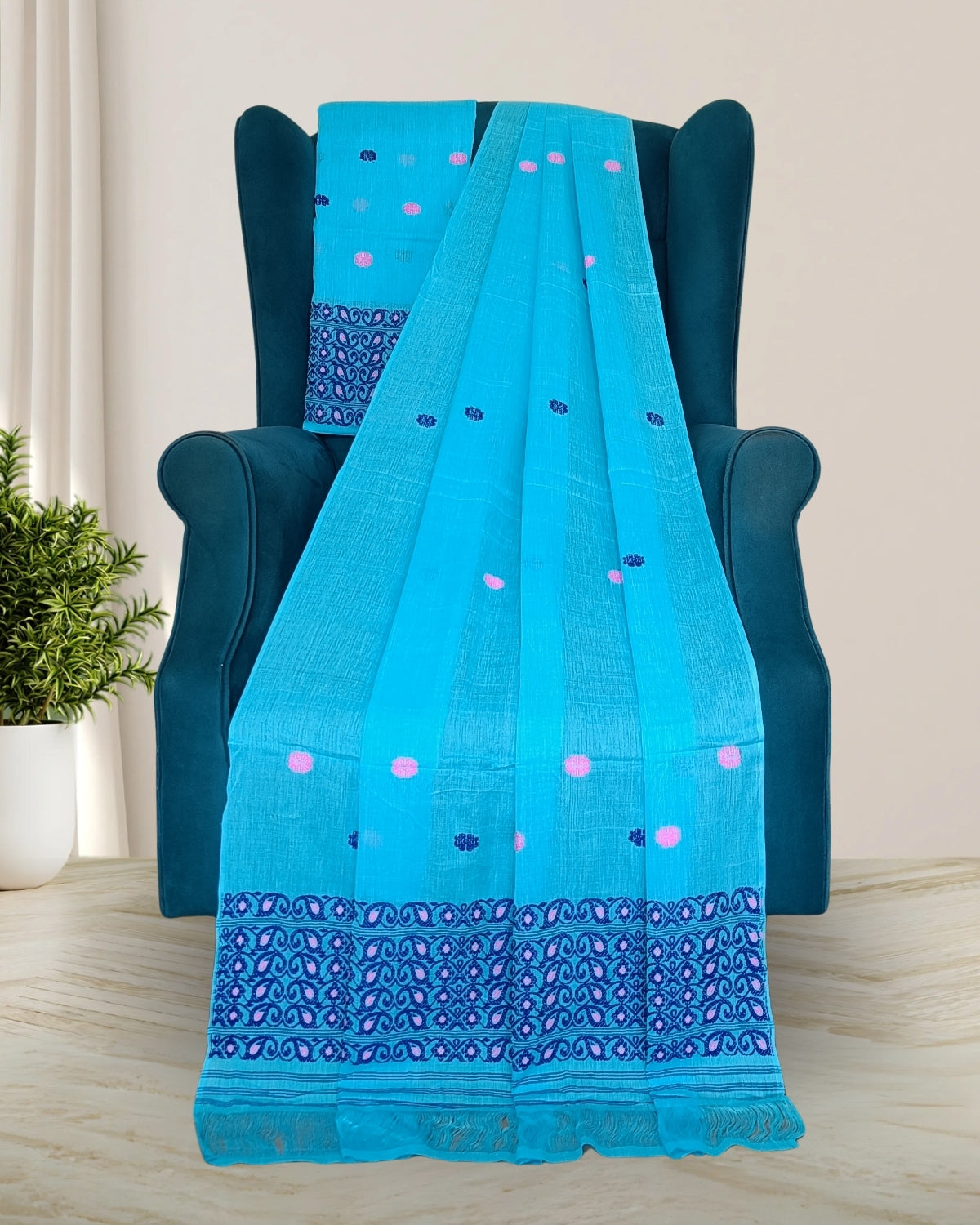 Mercerised cotton mekhela sador