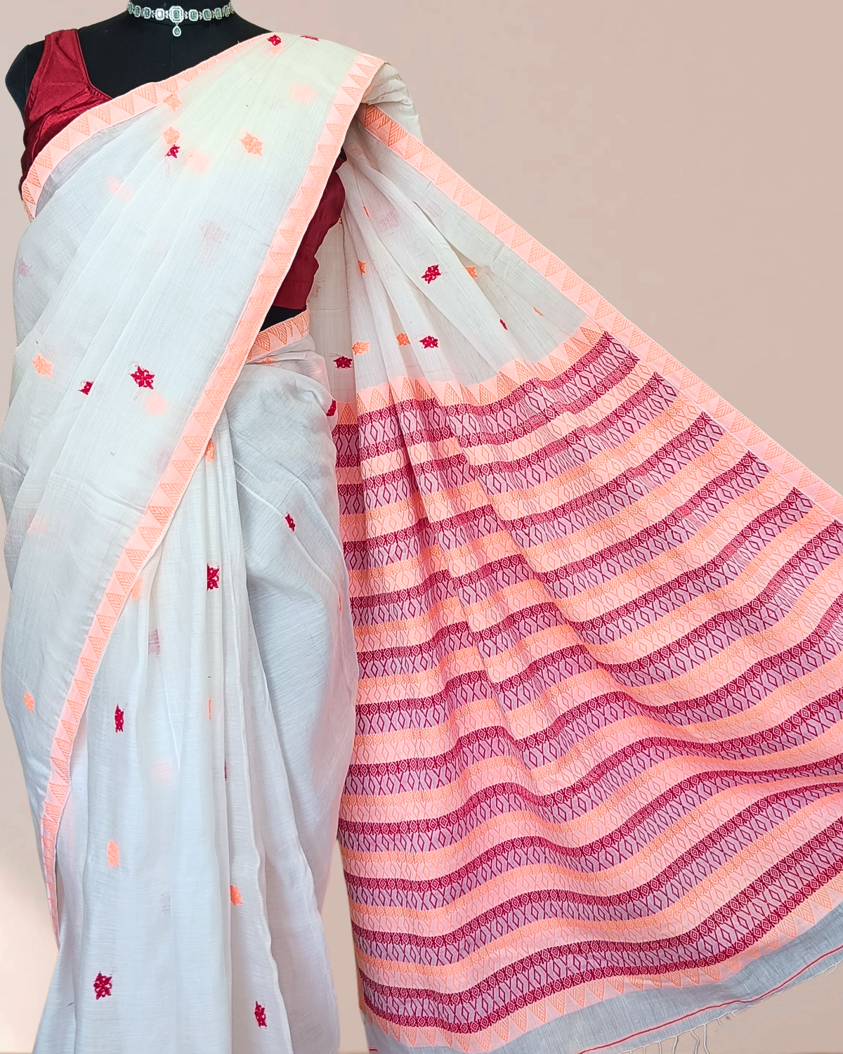 Premium kesapaat cotton saree - Pure white