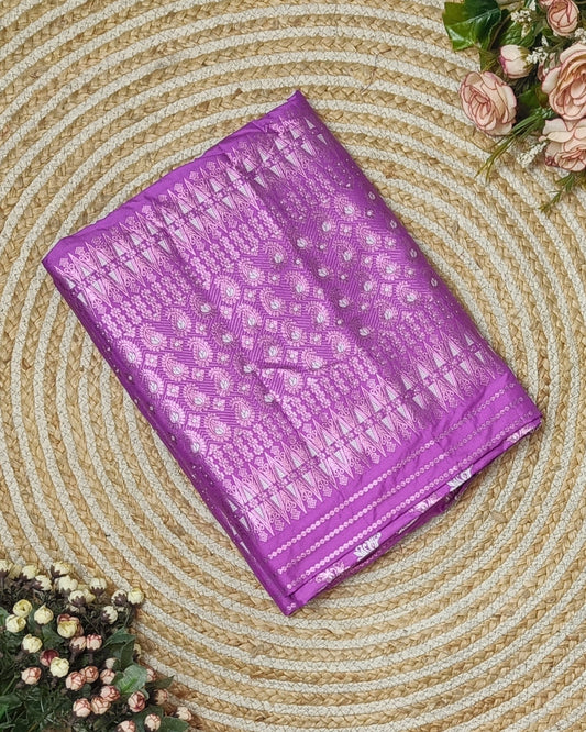 Semi paat mekhela sador - Lilac purple