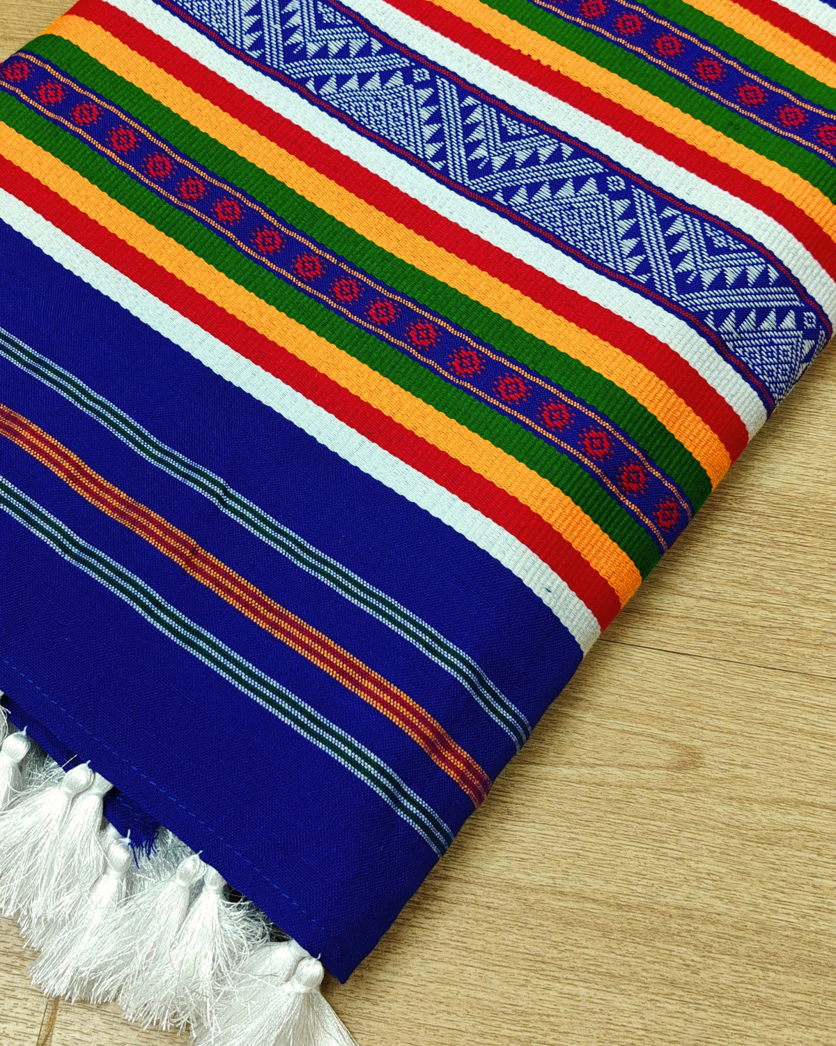 Ribi design Mising mekhela sador - Royal blue