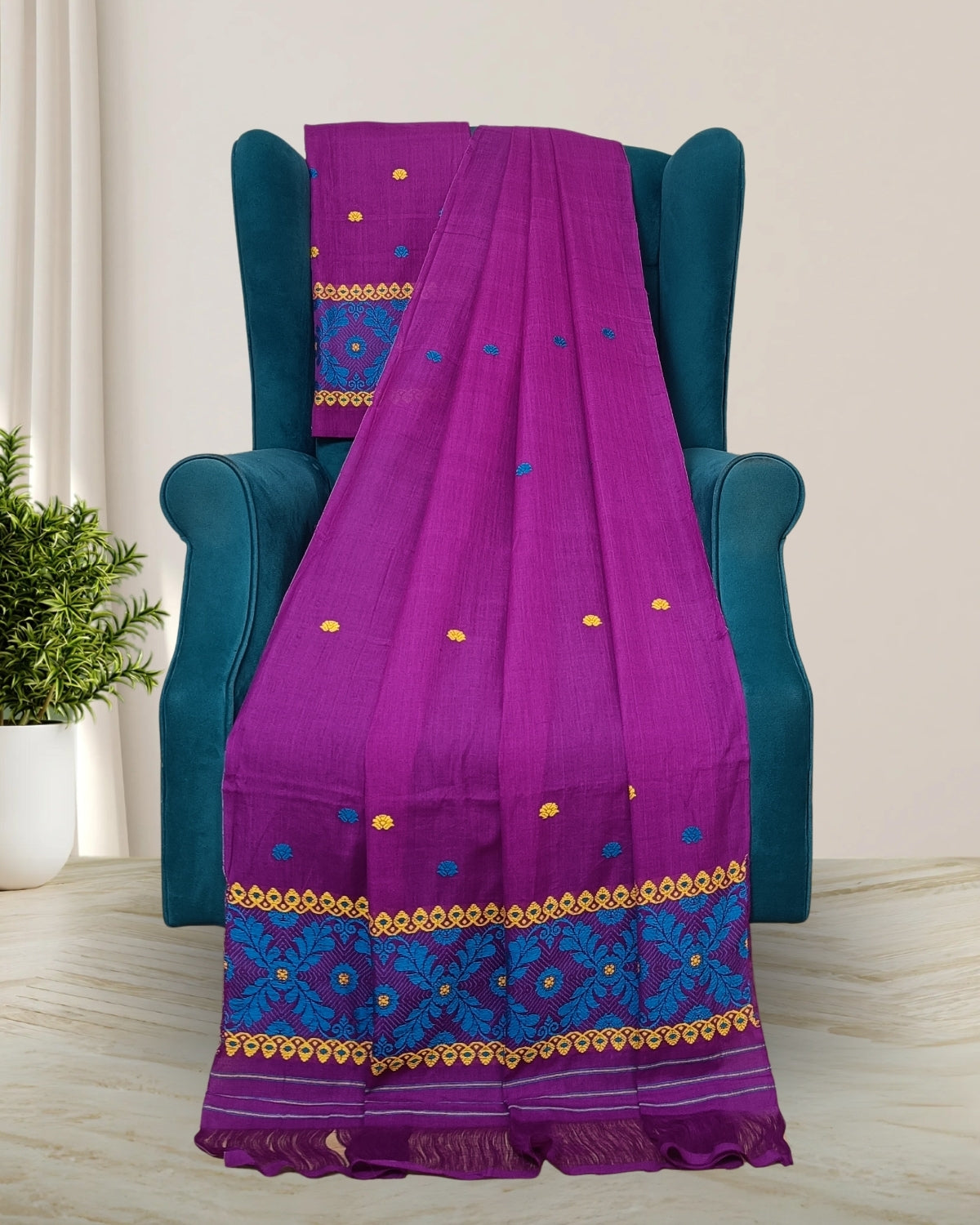 Mercerised cotton mekhela sador