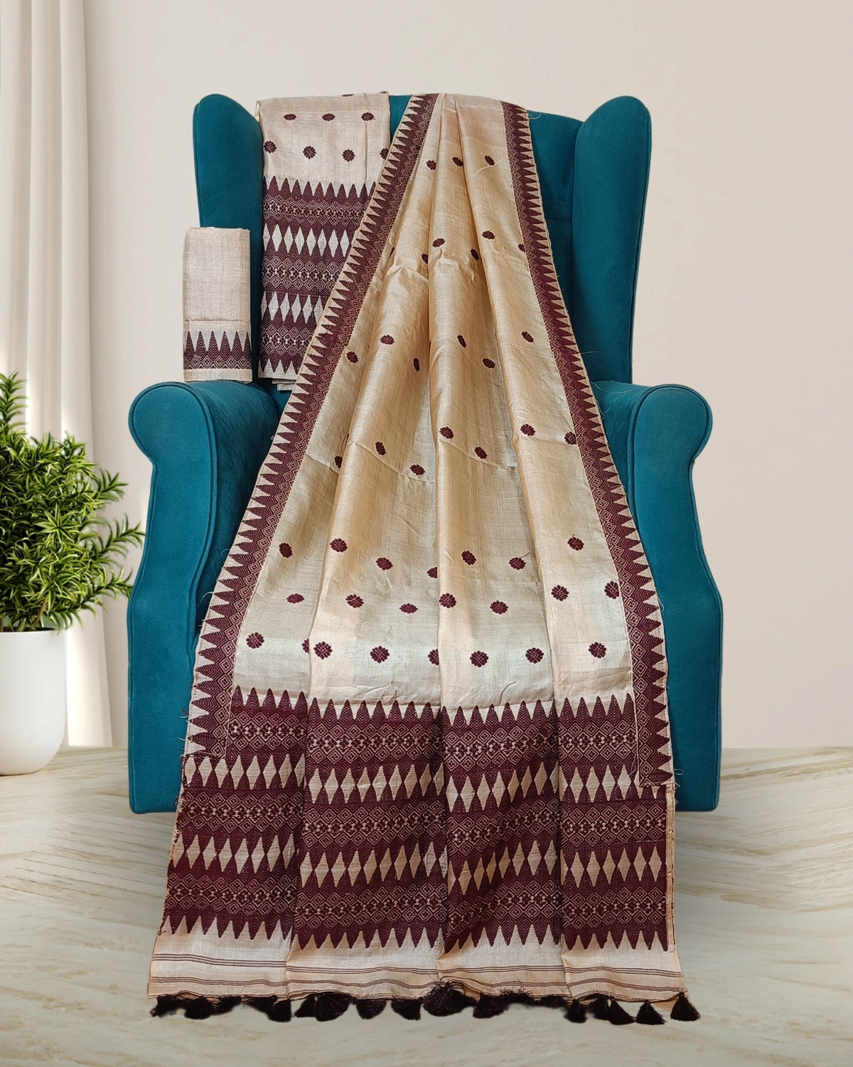 Tussar silk mekhela sador