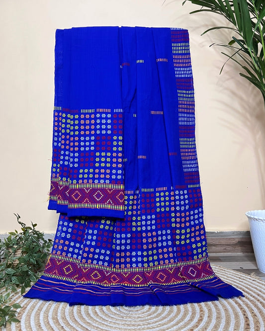 Royal blue padmini cotton Mising mekhela sador