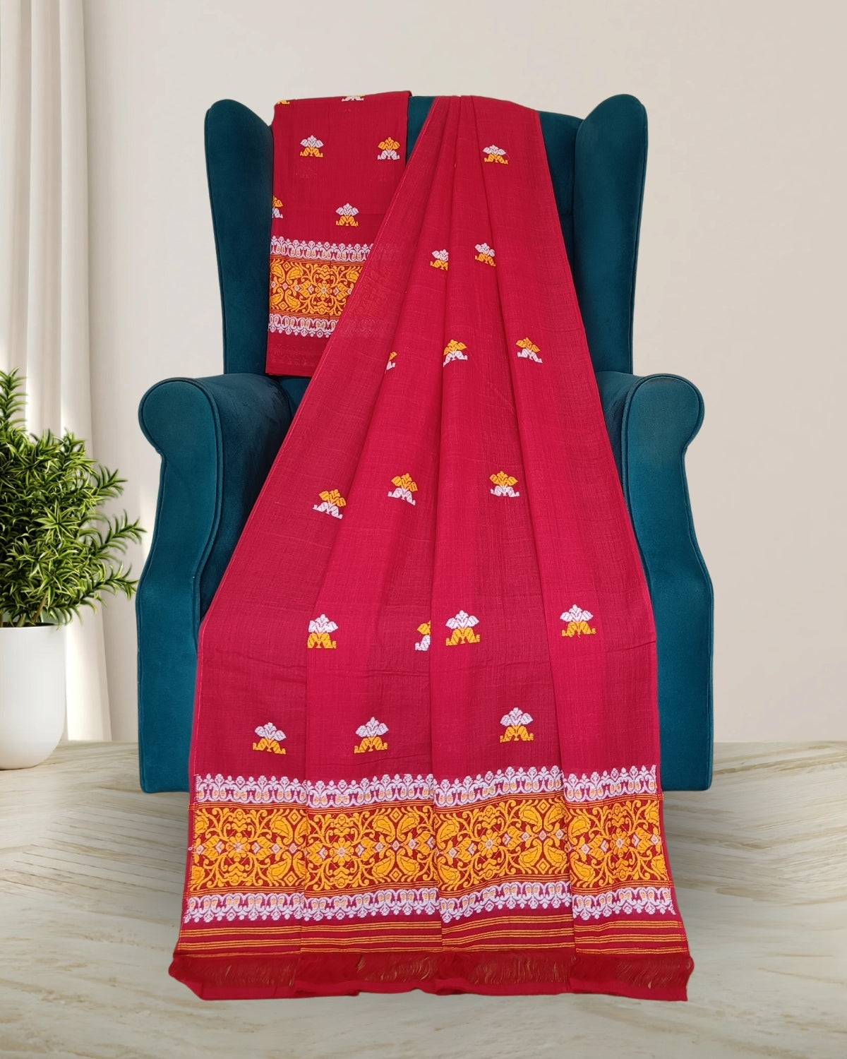 Mercerised cotton mekhela sador