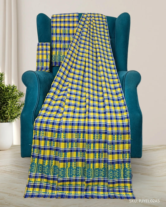 Pajok design Mising mekhela sador - Yellow