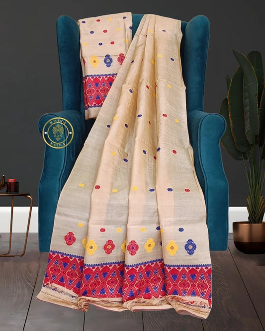 Tussar silk mekhela chadar