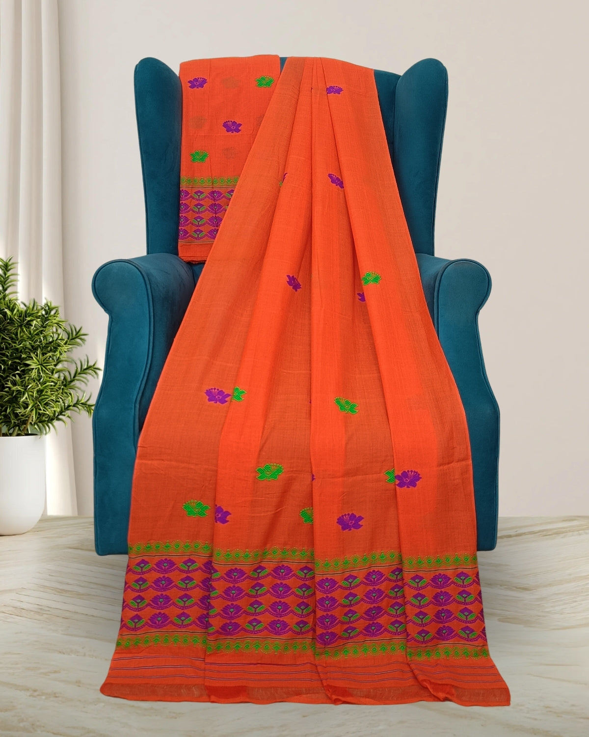 Mercerised cotton mekhela sador