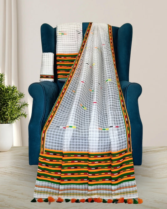 Semi nuni Mising mekhela sador - White 