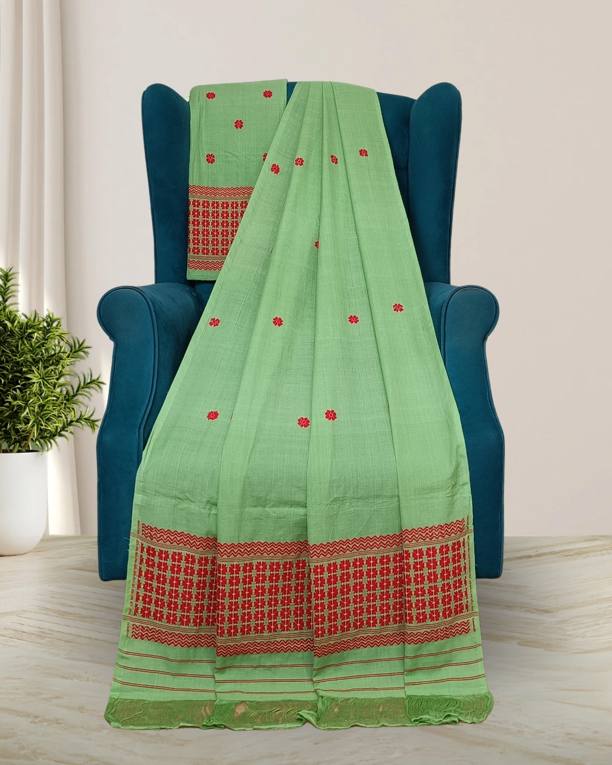 Mercerised cotton mekhela sador