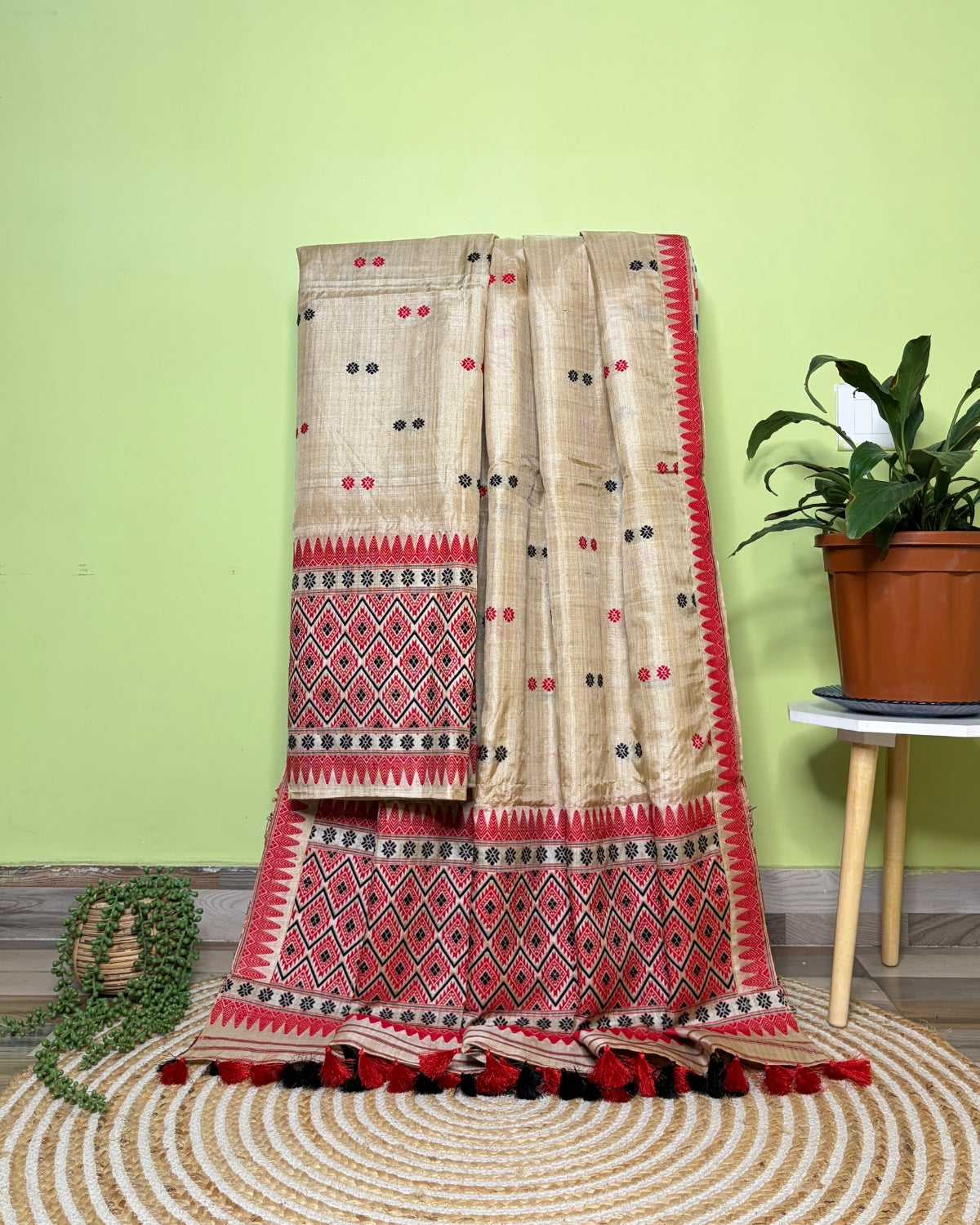 Tussar silk mekhela sador with designer motifs