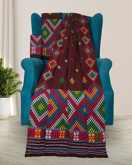 Brown padmini cotton Mising mekhela sador