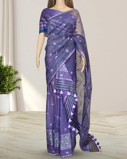 Pure kesapaat cotton mekhela sador - Lavender
