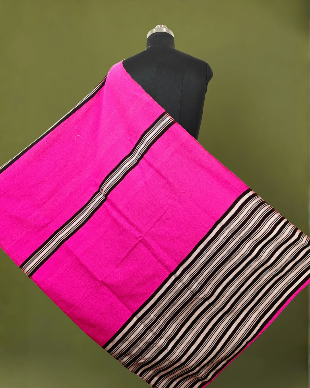 Mising Ribi design woolen Stole - Pink