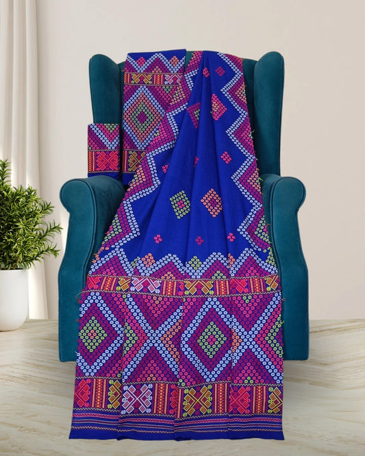 Royal blue padmini cotton mekhela sador