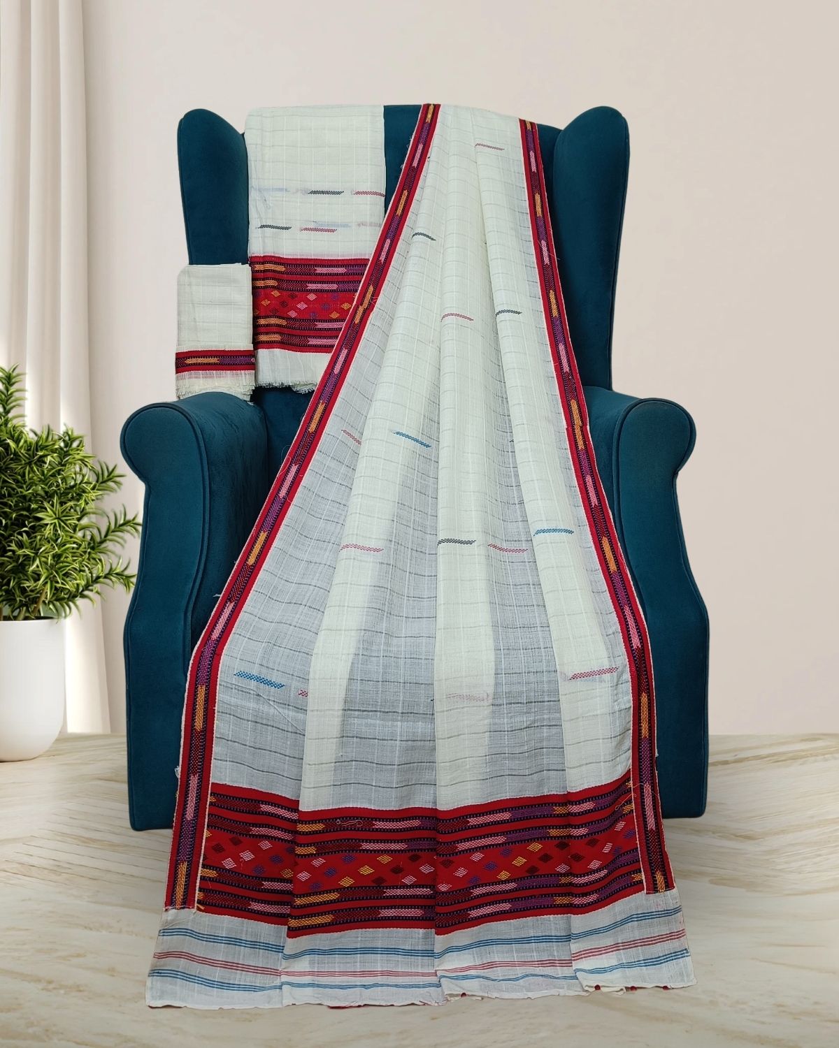 Semi nuni mekhela sador - Red kesh bosa