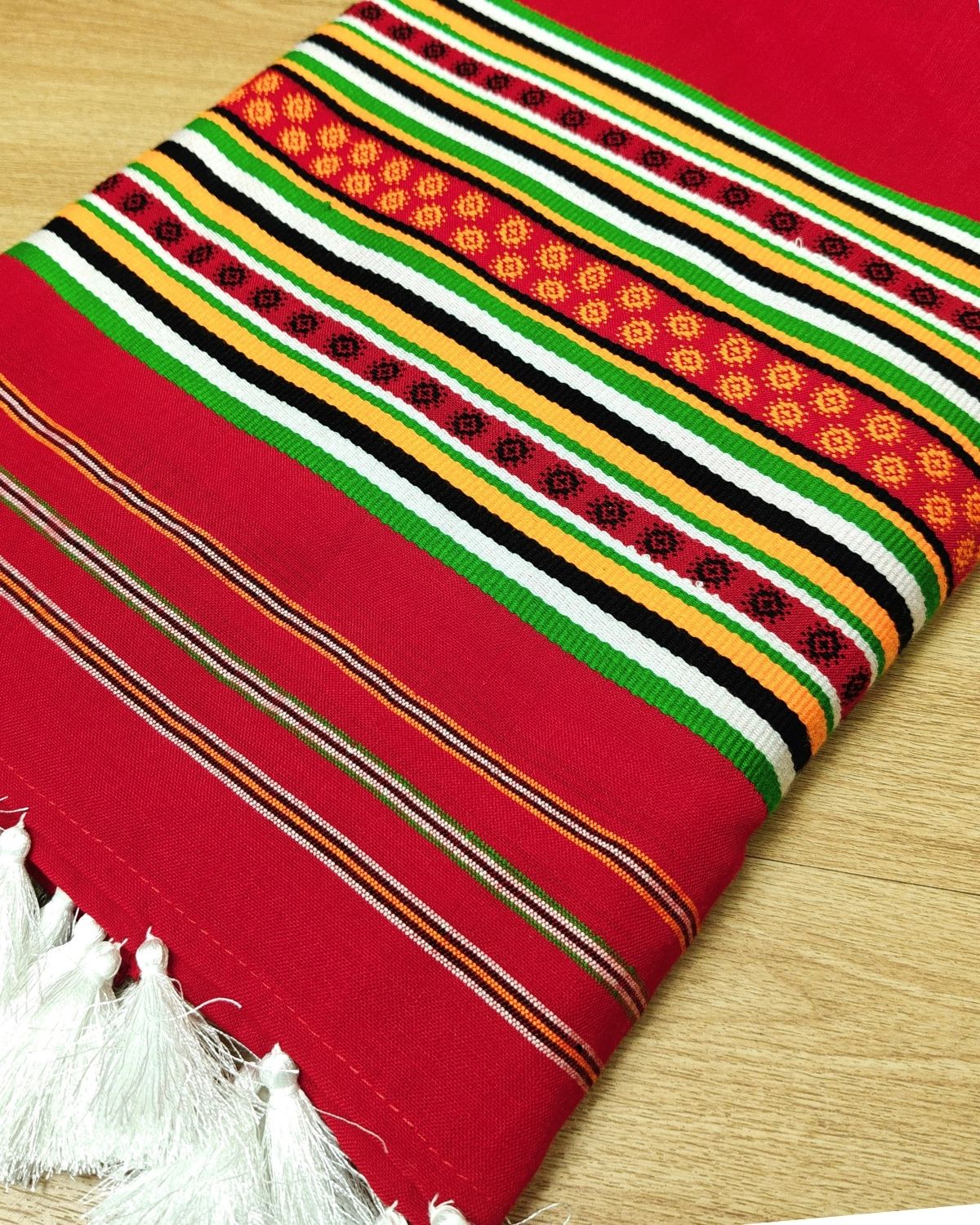 Ribi design Mising mekhela sador - Red