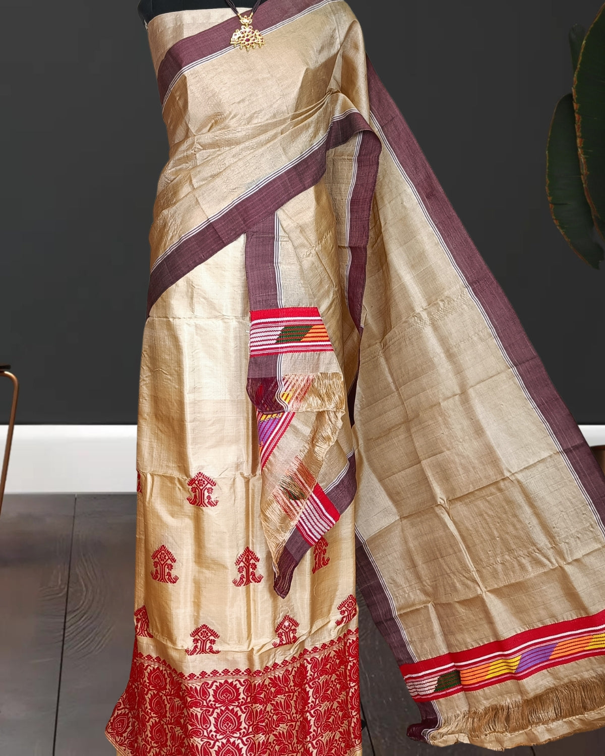 Tussar silk single sador
