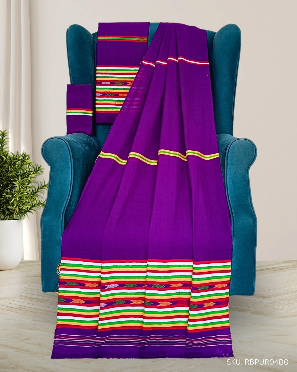 Ribi design Mising mekhela chadar - Purple