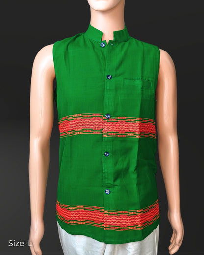 Green Mibu galuk - Mising tribal waist coat