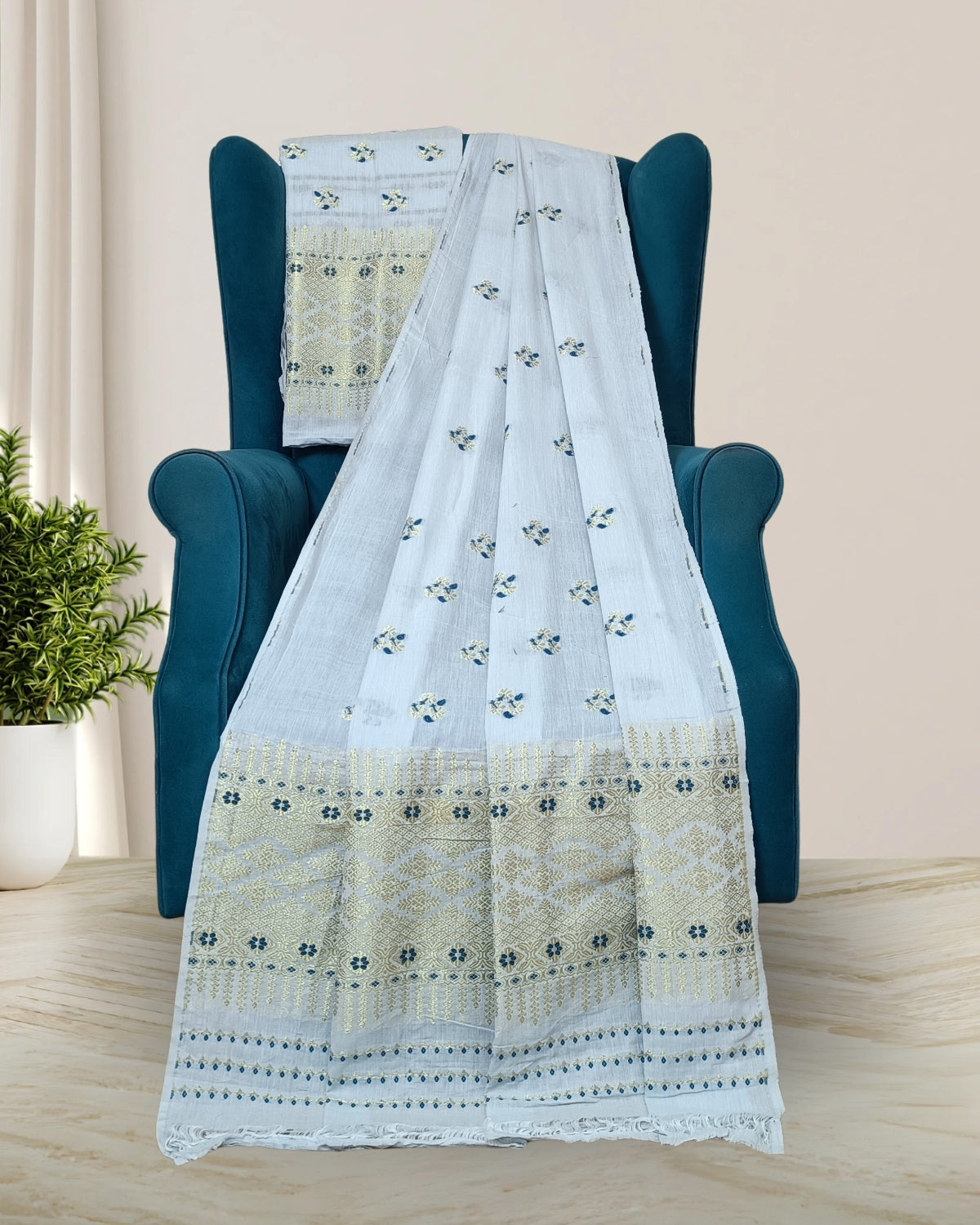Mercerised cotton mekhela sador