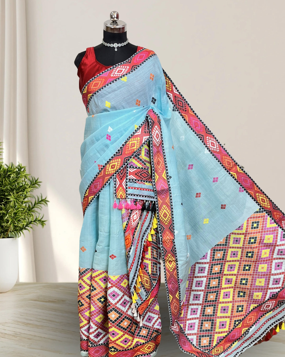 Semi nuni Mising mekhela sador- DMC motifs