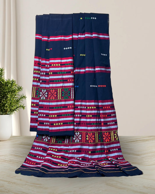 Ribi design Mising mekhela sador - Black