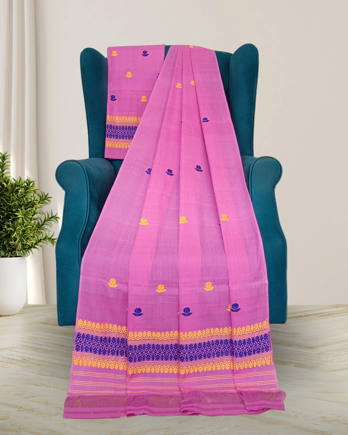 Mercerised cotton mekhela sador