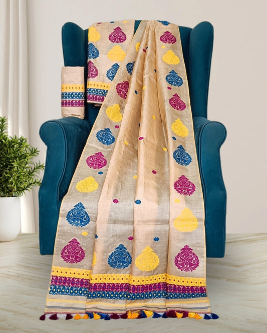 Tussar silk mekhela sador