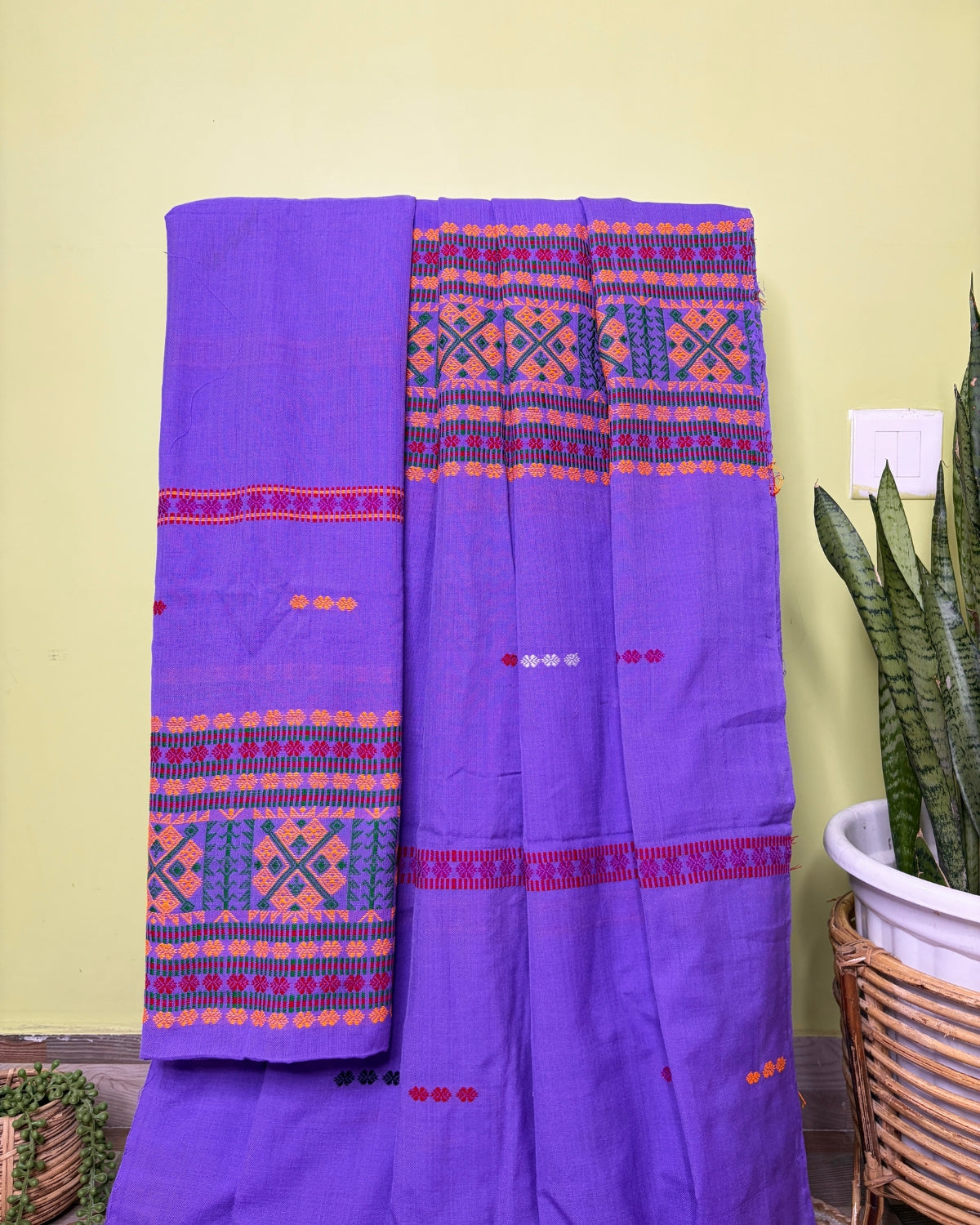 Gero design Mising mekhela sador - Purple