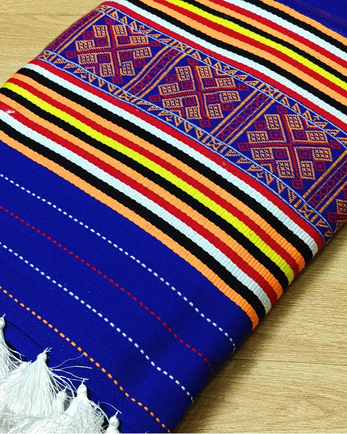 Ribi design Mising mekhela sador - Royal blue