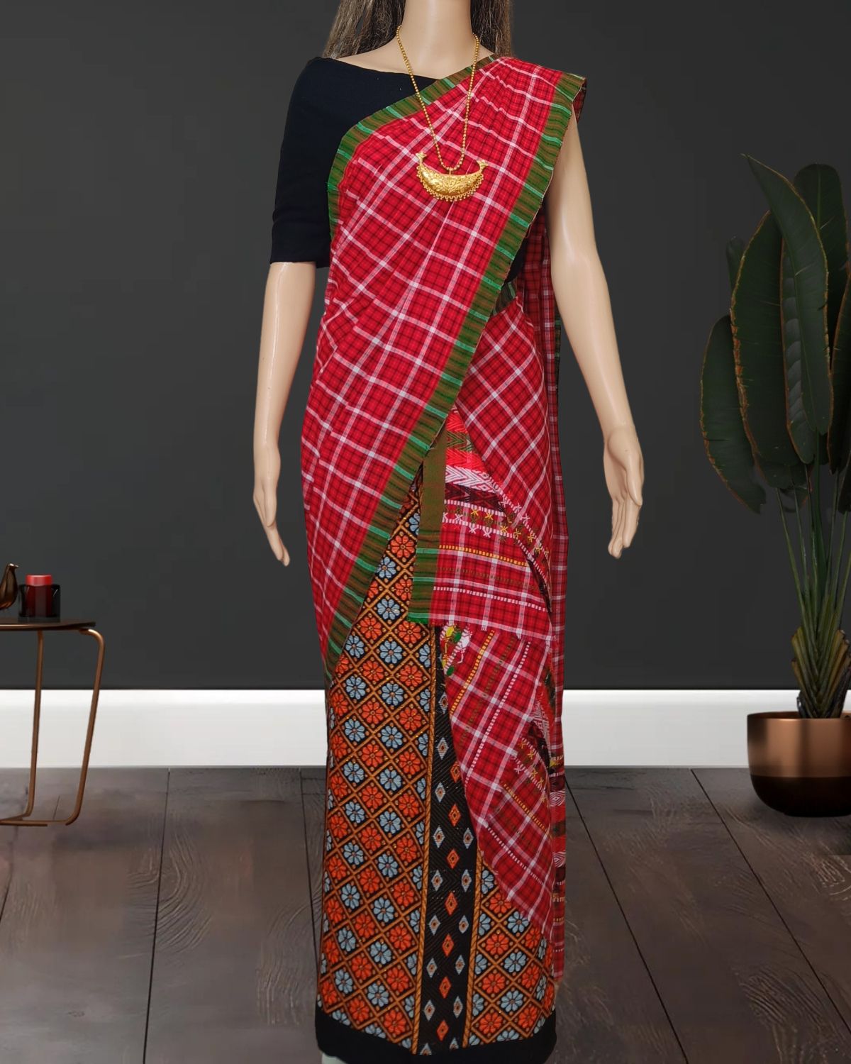 Padmini cotton single sador - Red
