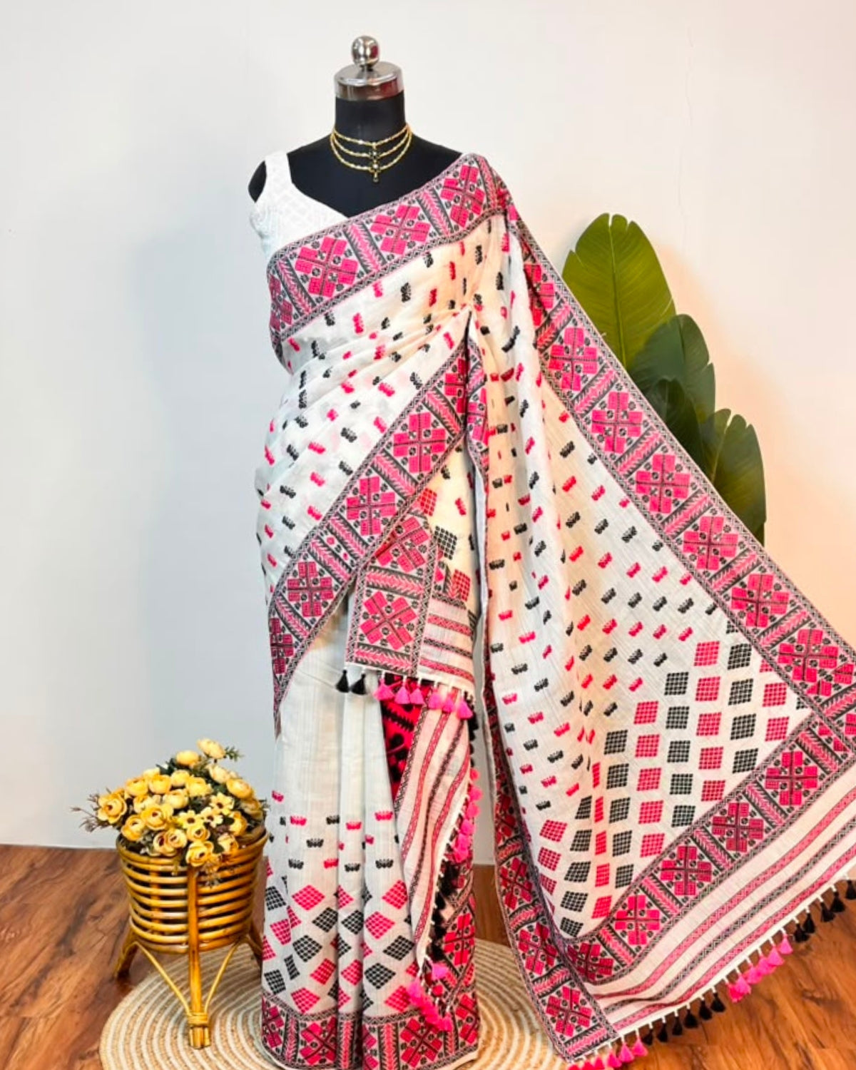 Semi nuni Mising mekhela sador- DMC motifs