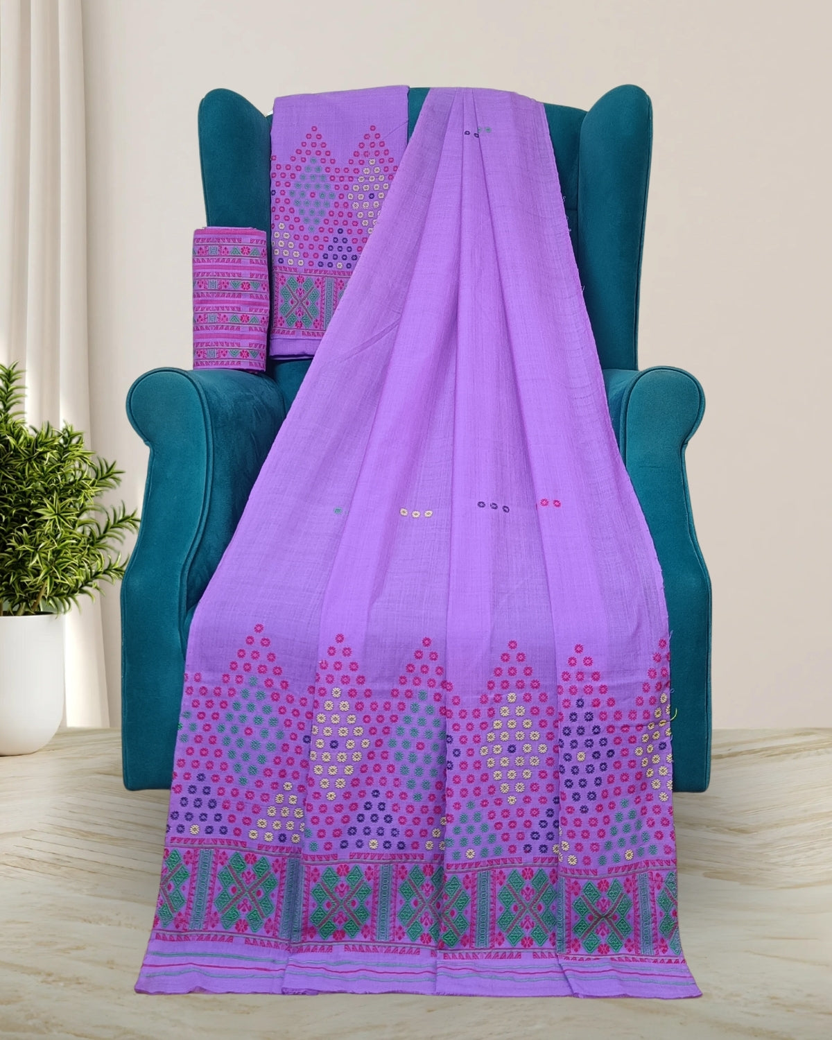 Padmini cotton Mising mekhela sador - Purple