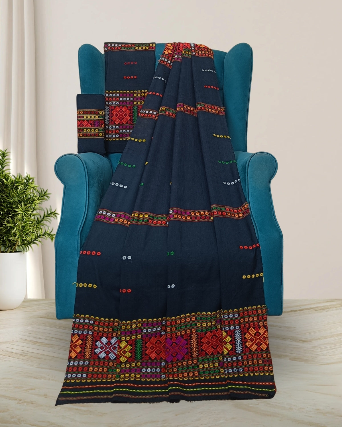 Gero design Mising mekhela sador - Black