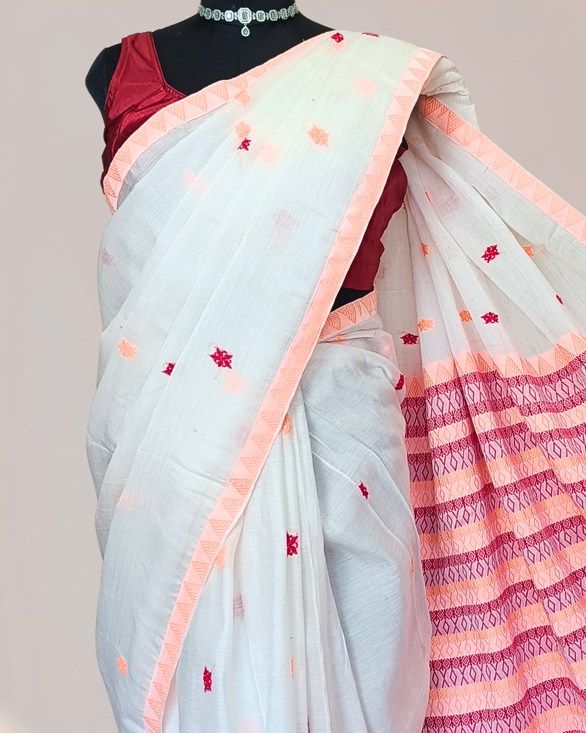 Premium kesapaat cotton saree - Pure white